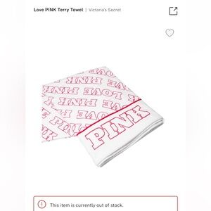 Victoria's Secret White Terry Towel with Pink 'PINK' Logo